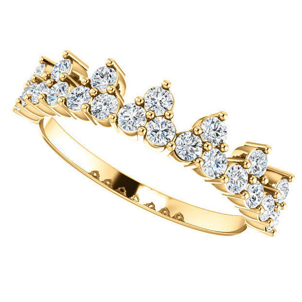 Round Moissanite Accented Crown Design Stackable Band