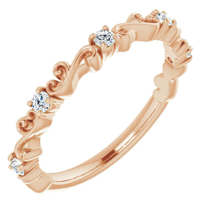 Round Moissanite Sculptural Inspired Stackable Band