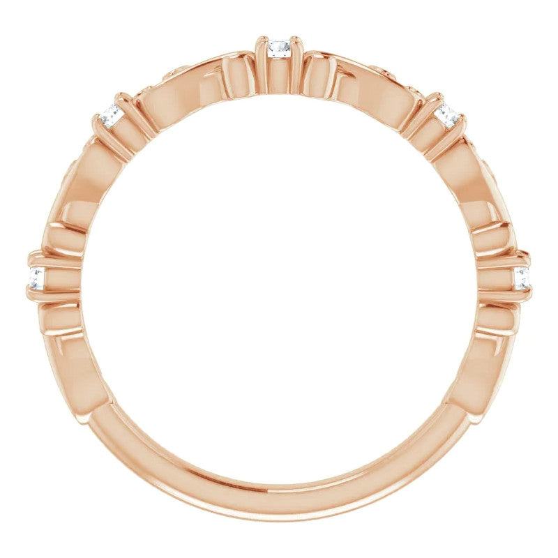 Round Moissanite Sculptural Inspired Stackable Band