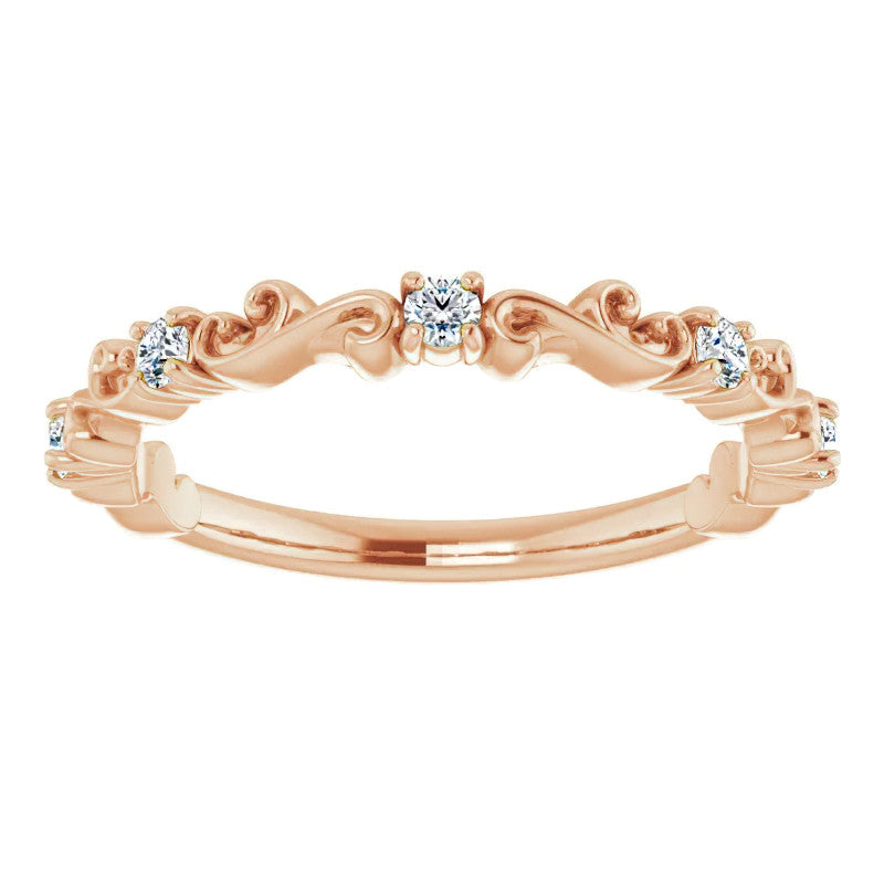 Round Moissanite Sculptural Inspired Stackable Band