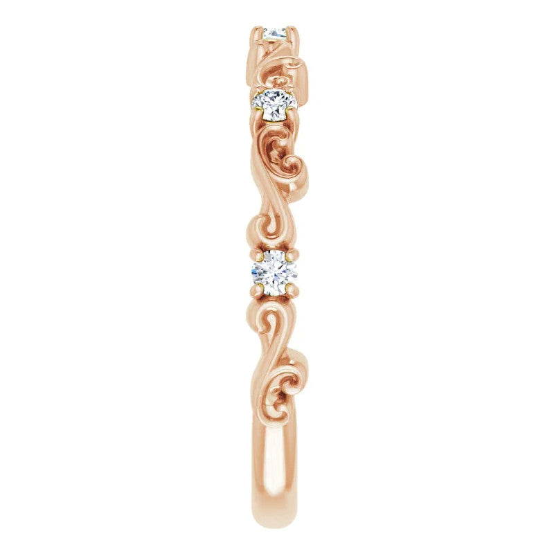 Round Moissanite Sculptural Inspired Stackable Band
