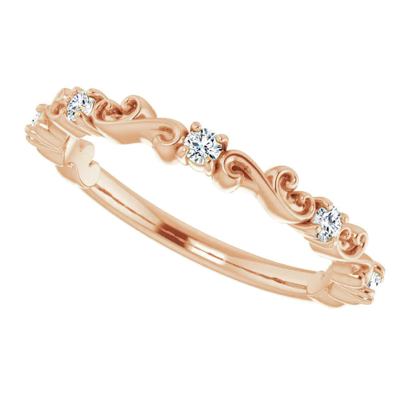Round Moissanite Sculptural Inspired Stackable Band