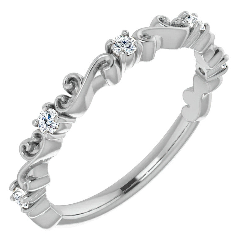 Round Moissanite Sculptural Inspired Stackable Band