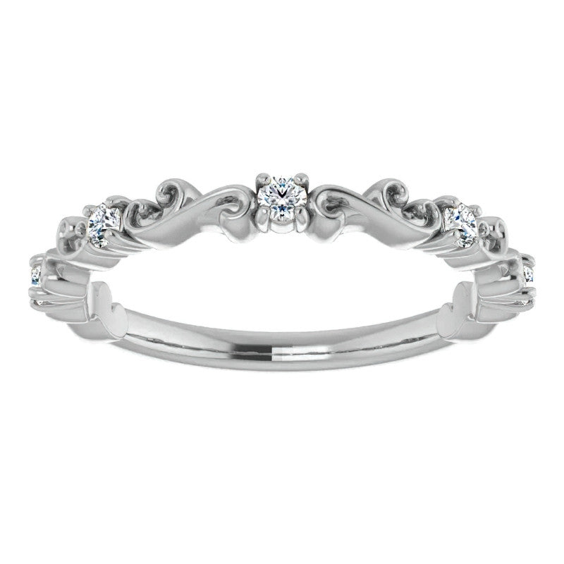 Round Moissanite Sculptural Inspired Stackable Band