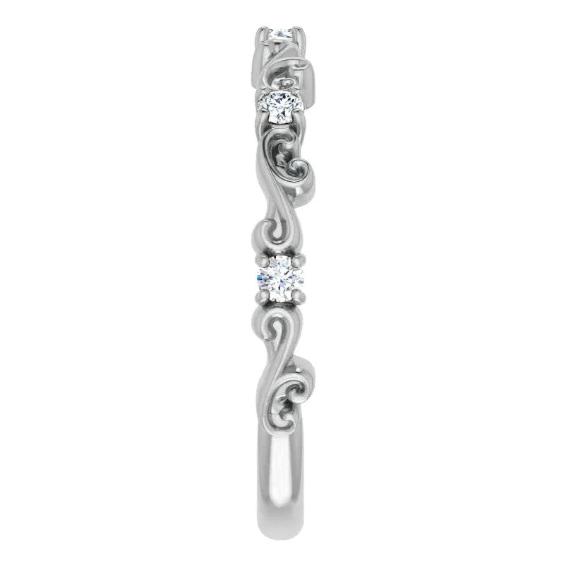 Round Moissanite Sculptural Inspired Stackable Band
