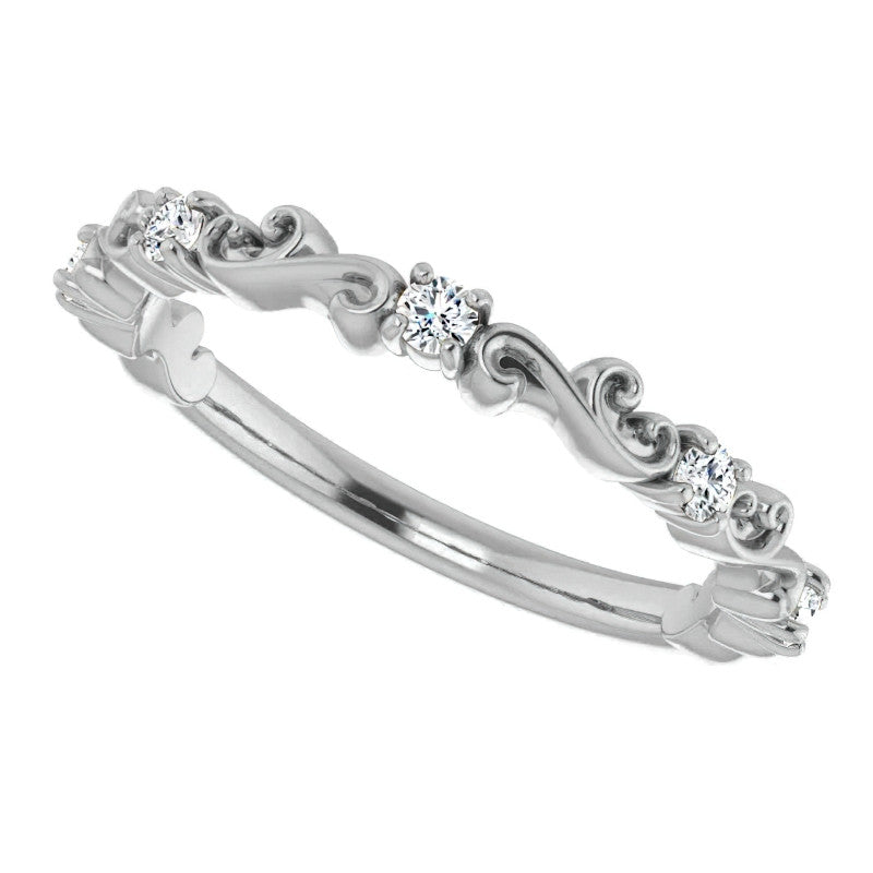 Round Moissanite Sculptural Inspired Stackable Band