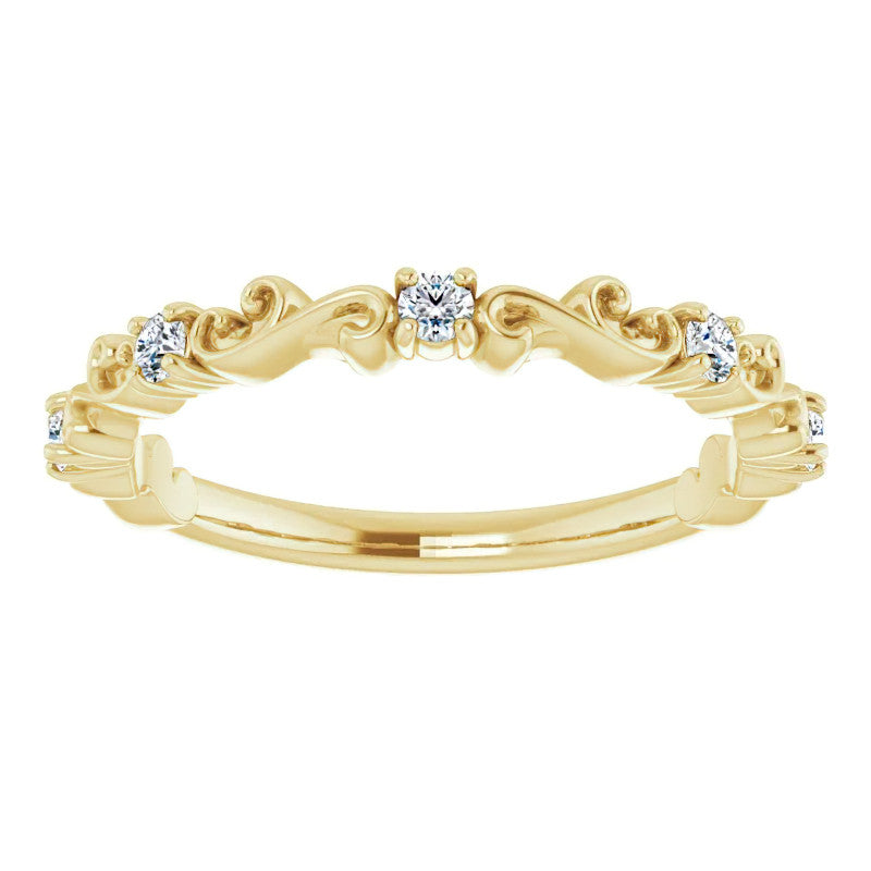 Round Moissanite Sculptural Inspired Stackable Band
