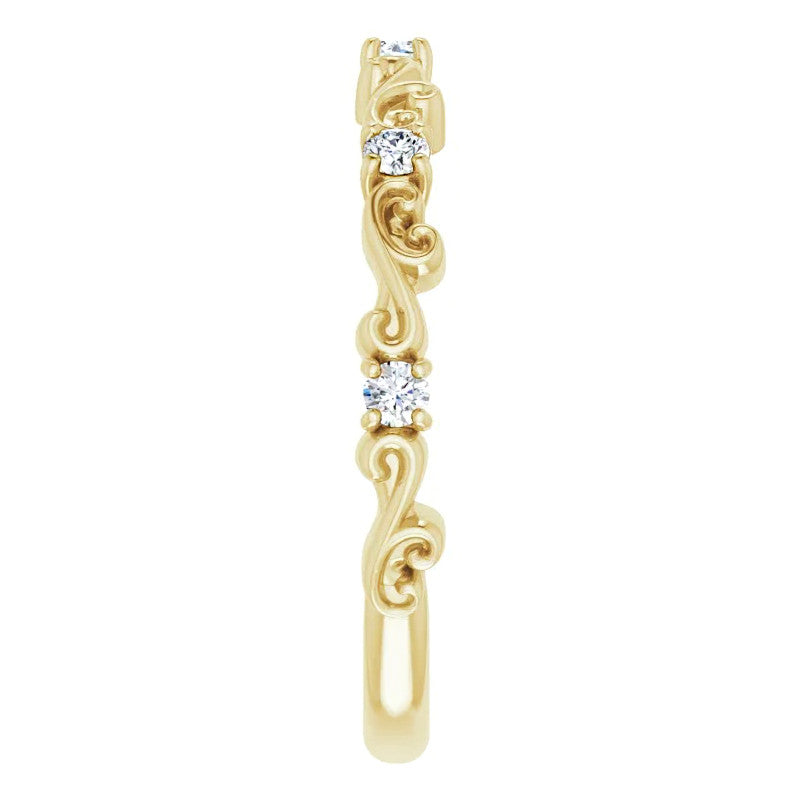 Round Moissanite Sculptural Inspired Stackable Band