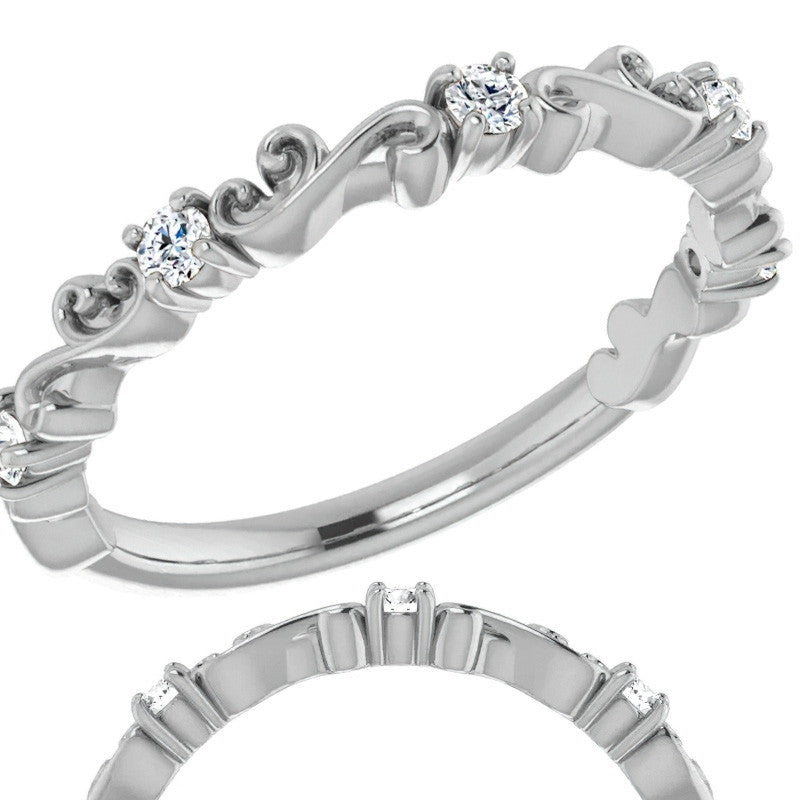 Round Moissanite Sculptural Inspired Stackable Band
