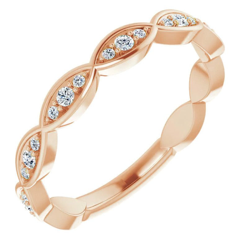 Moissanite Infinity Inspired Scalloped Stackable Band