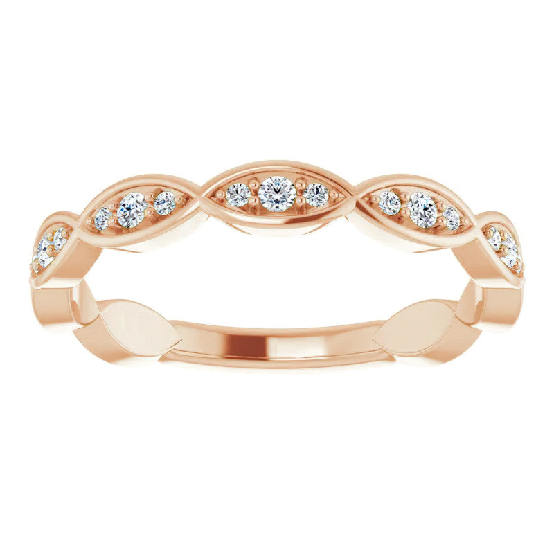 Moissanite Infinity Inspired Scalloped Stackable Band