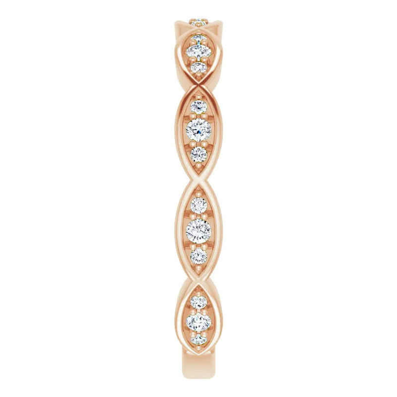 Moissanite Infinity Inspired Scalloped Stackable Band