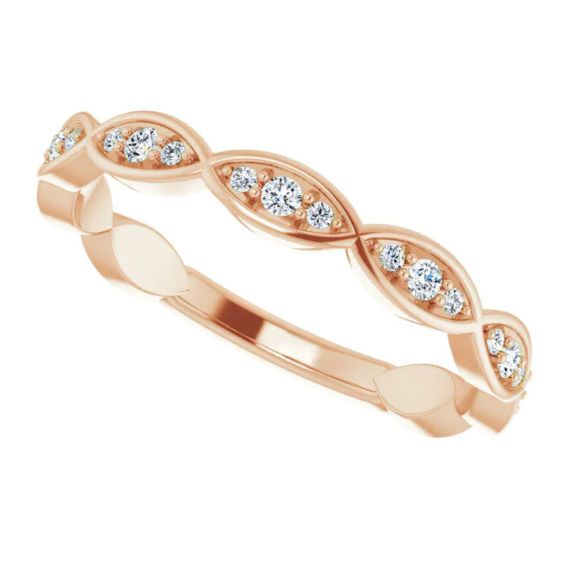 Moissanite Infinity Inspired Scalloped Stackable Band