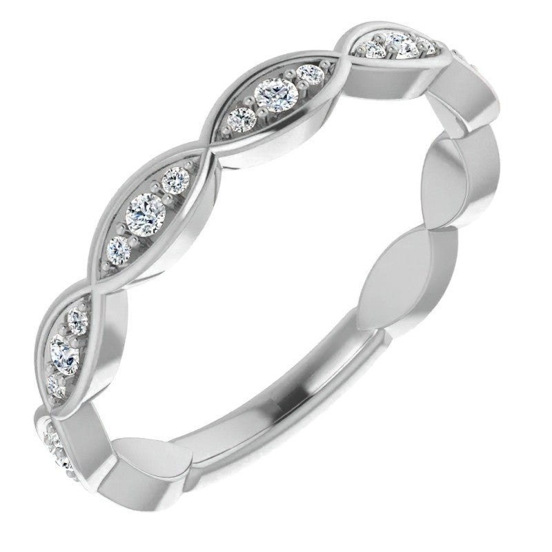 Moissanite Infinity Inspired Scalloped Stackable Band