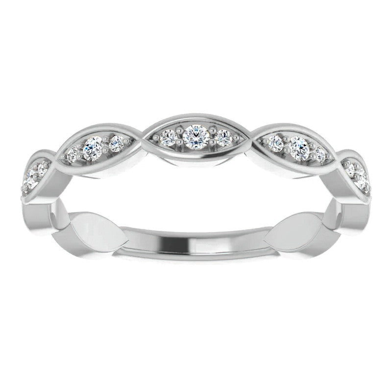 Moissanite Infinity Inspired Scalloped Stackable Band