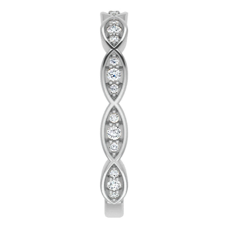 Moissanite Infinity Inspired Scalloped Stackable Band