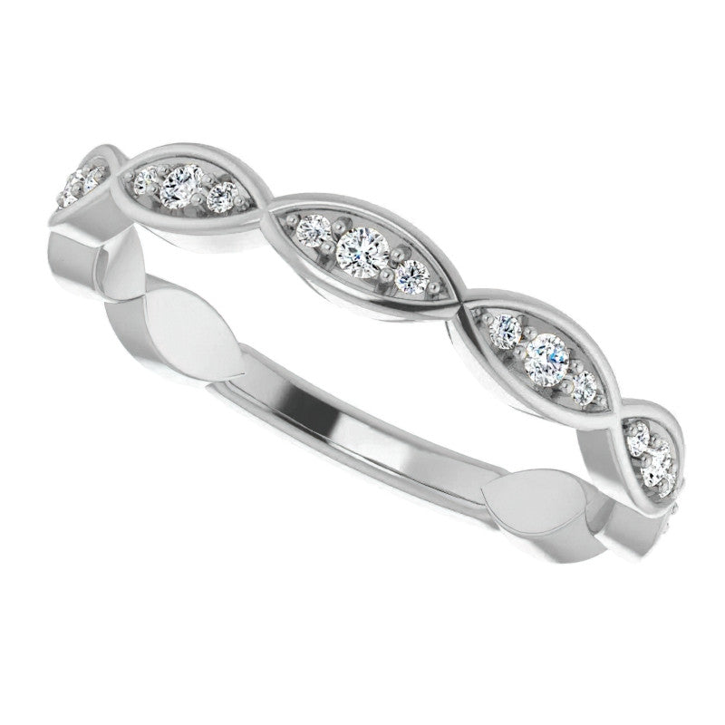 Moissanite Infinity Inspired Scalloped Stackable Band