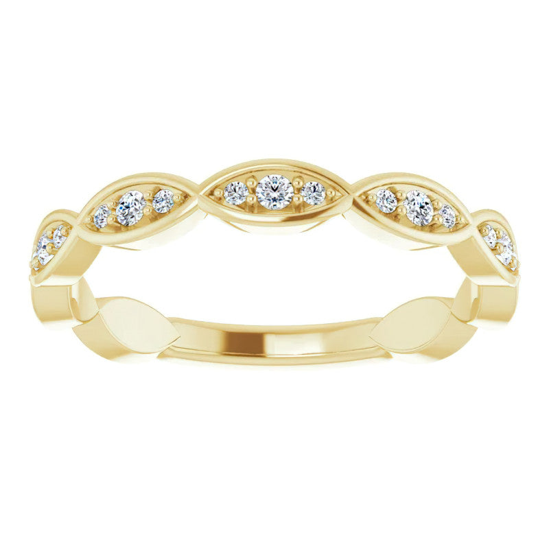 Moissanite Infinity Inspired Scalloped Stackable Band