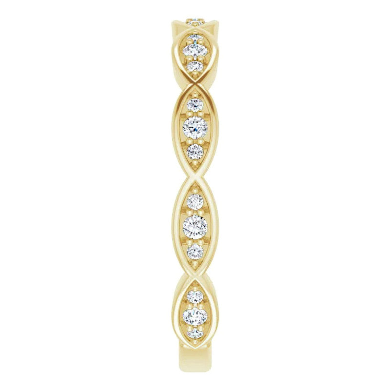 Moissanite Infinity Inspired Scalloped Stackable Band