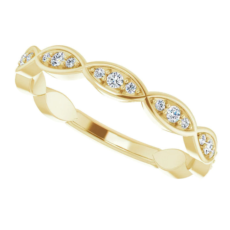 Moissanite Infinity Inspired Scalloped Stackable Band