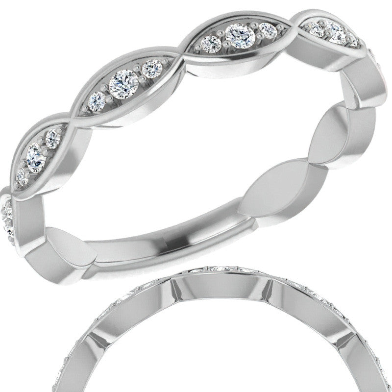 Moissanite Infinity Inspired Scalloped Stackable Band