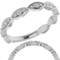 Moissanite Infinity Inspired Scalloped Stackable Band