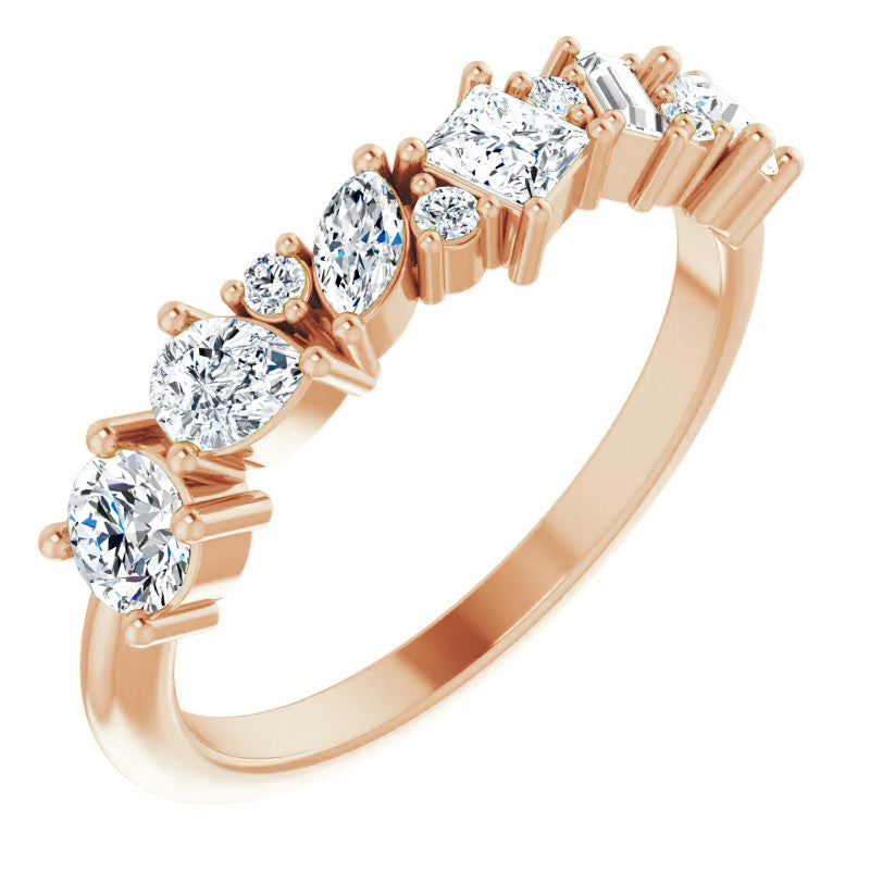 Multi-Shape Cluster Moissanite Stackable Band