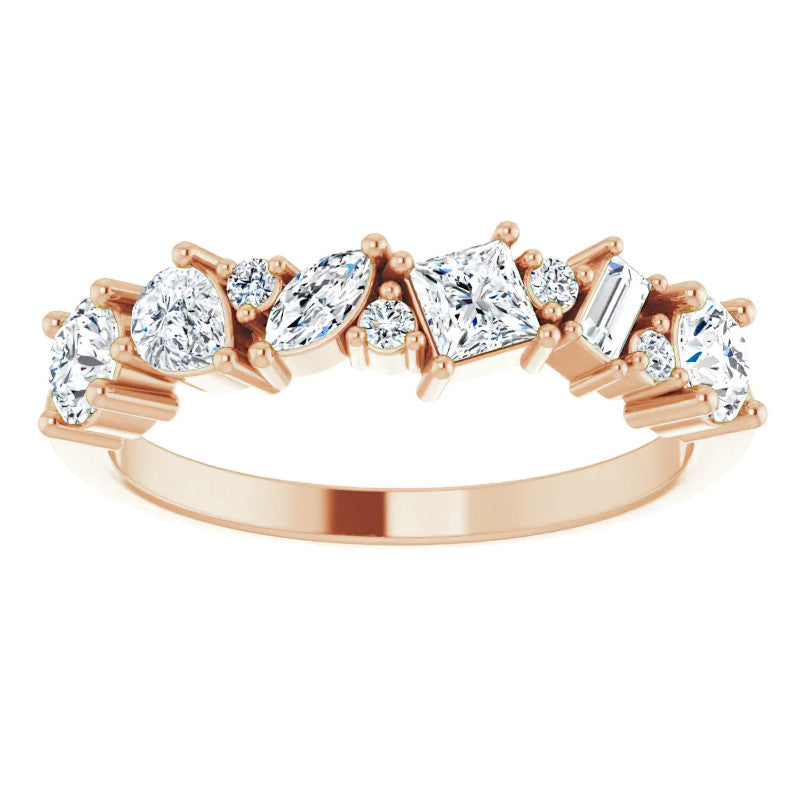 Multi-Shape Cluster Moissanite Stackable Band