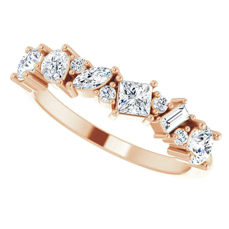 Multi-Shape Cluster Moissanite Stackable Band