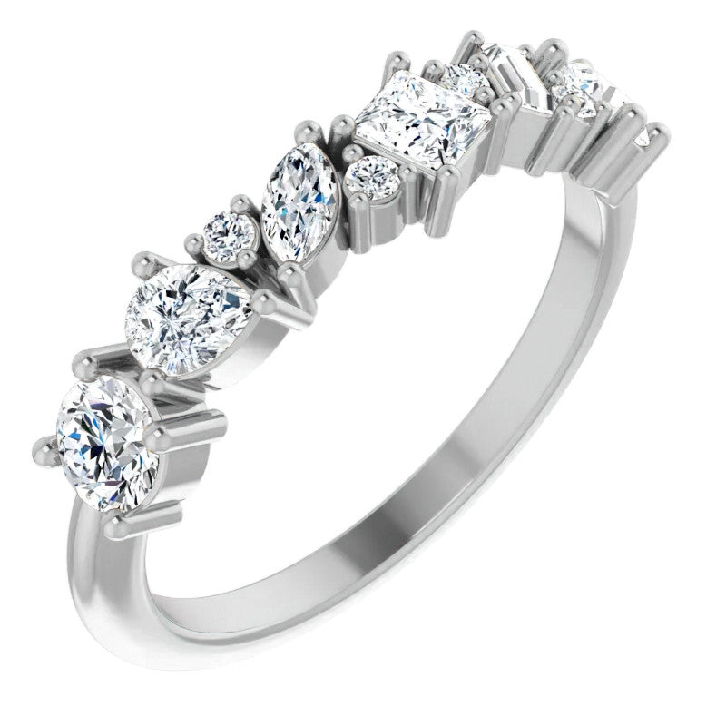 Multi-Shape Cluster Moissanite Stackable Band