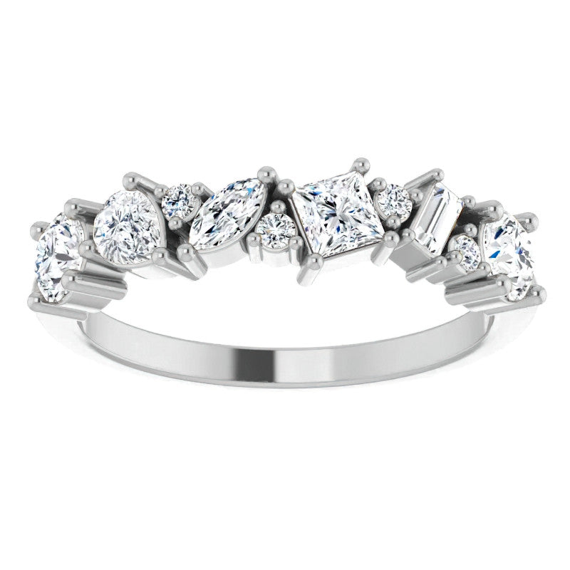 Multi-Shape Cluster Moissanite Stackable Band