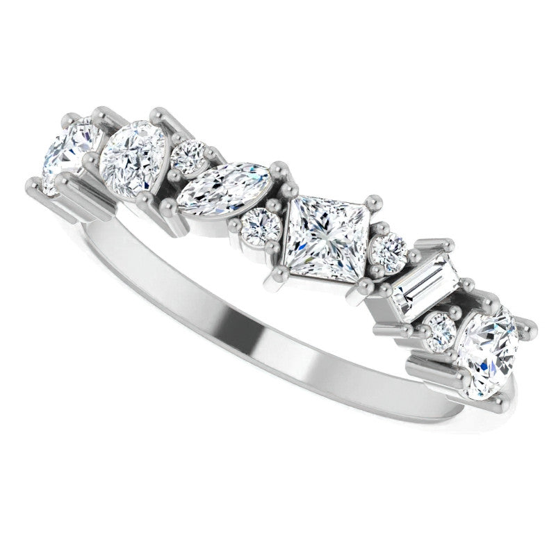 Multi-Shape Cluster Moissanite Stackable Band