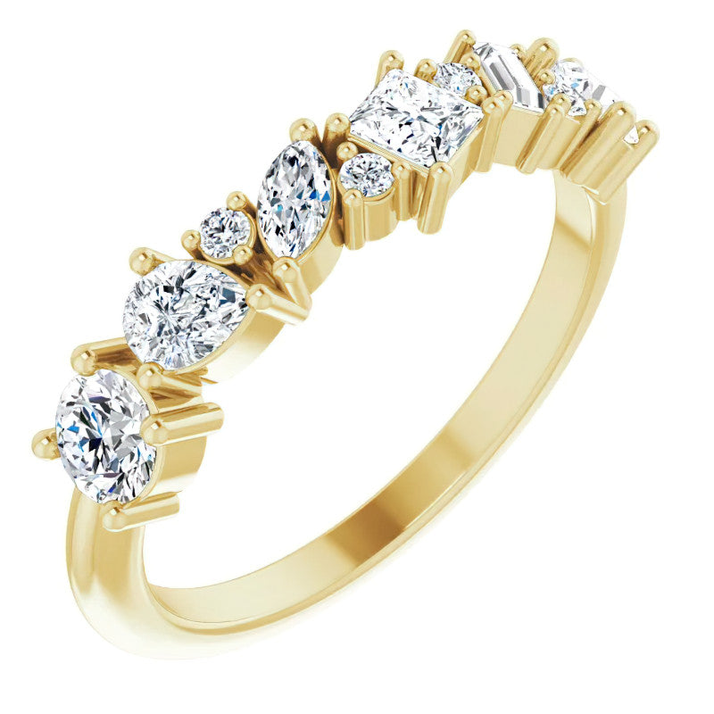 Multi-Shape Cluster Moissanite Stackable Band