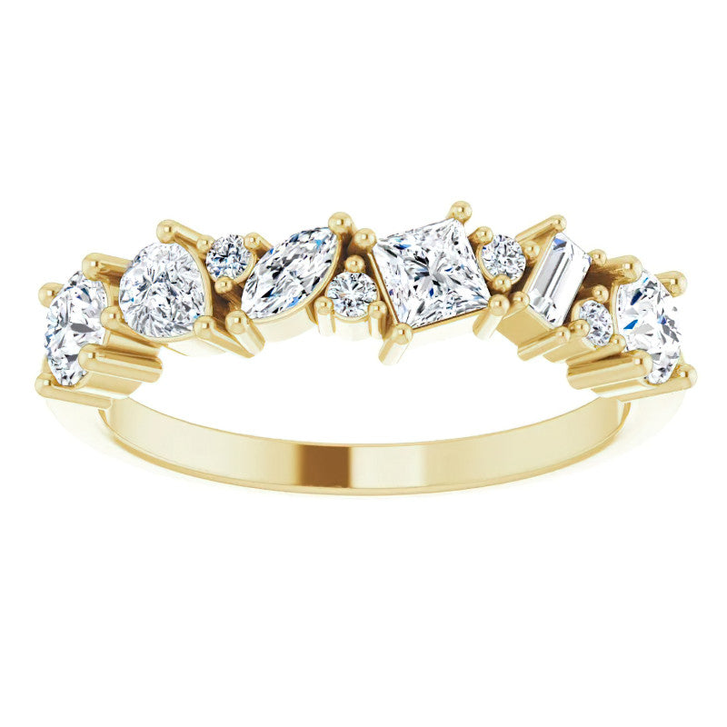 Multi-Shape Cluster Moissanite Stackable Band