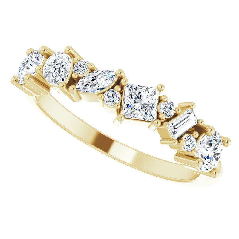 Multi-Shape Cluster Moissanite Stackable Band