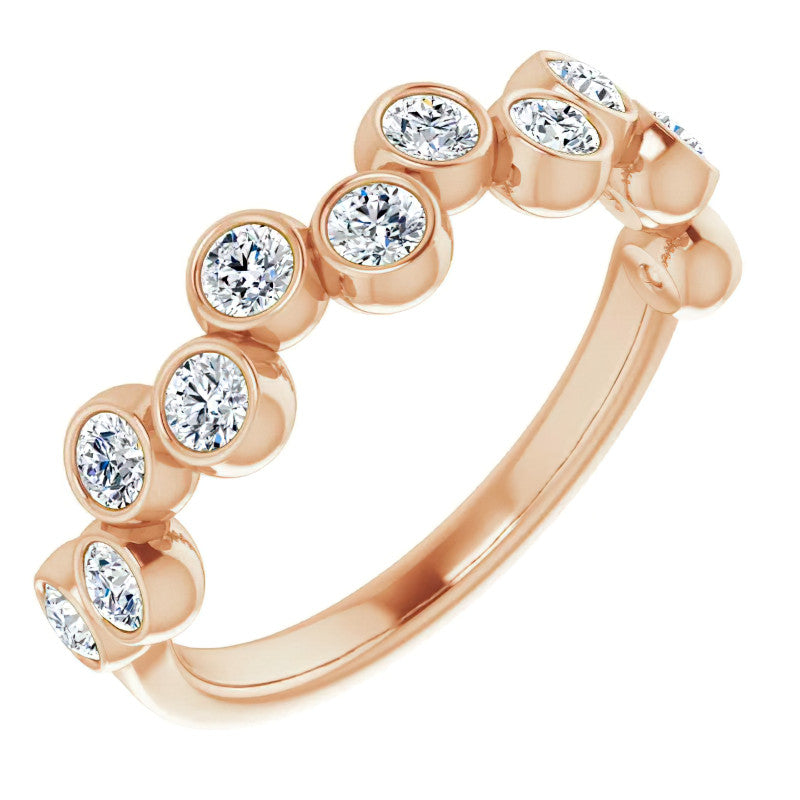 Bezel Set Round Moissanite Stackable Band