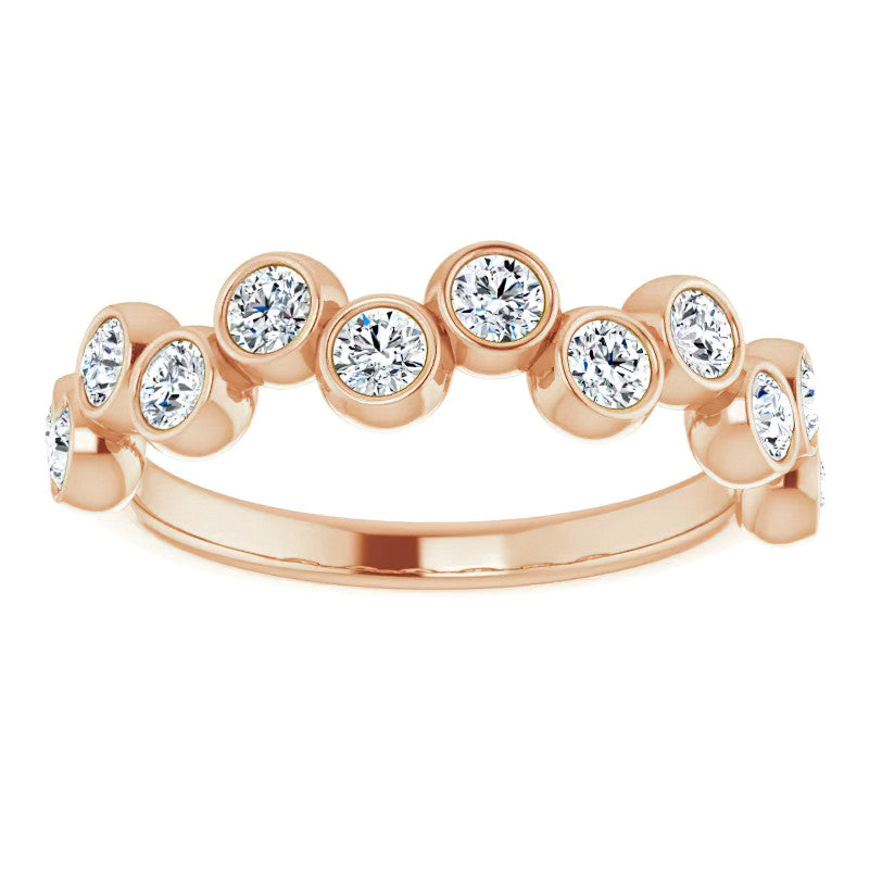 Bezel Set Round Moissanite Stackable Band