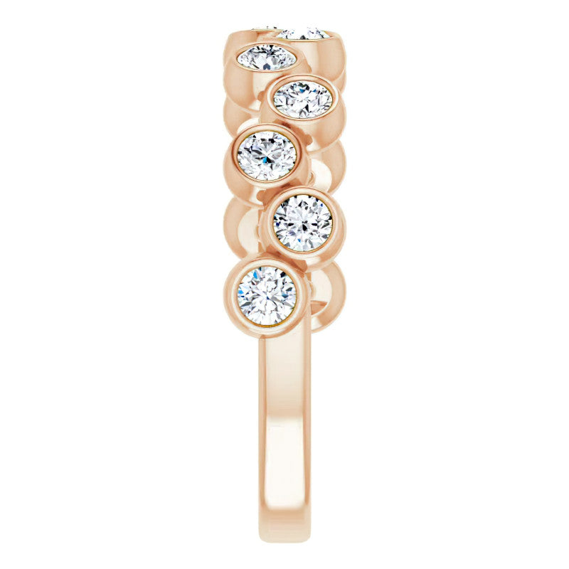 Bezel Set Round Moissanite Stackable Band