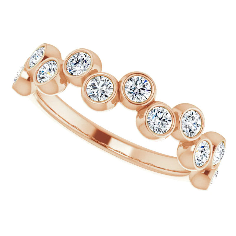 Bezel Set Round Moissanite Stackable Band
