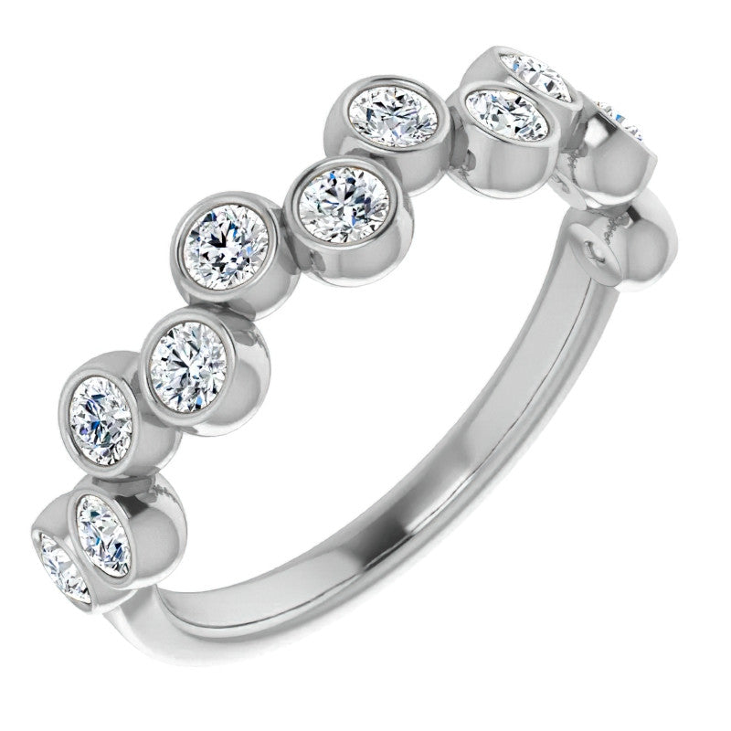 Bezel Set Round Moissanite Stackable Band