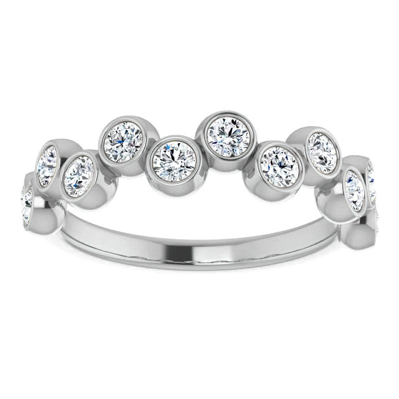 Bezel Set Round Moissanite Stackable Band