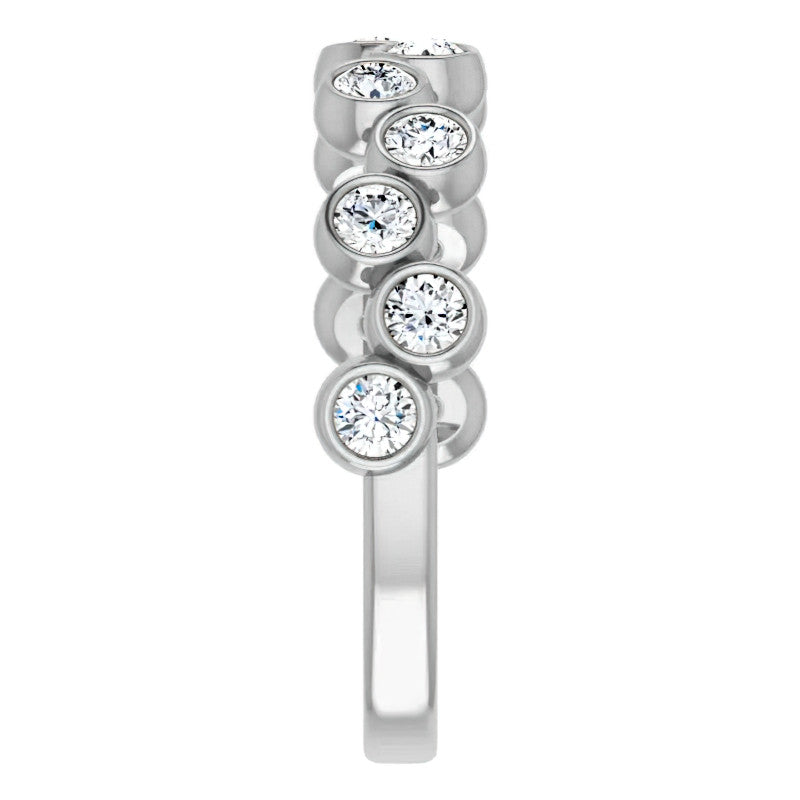 Bezel Set Round Moissanite Stackable Band