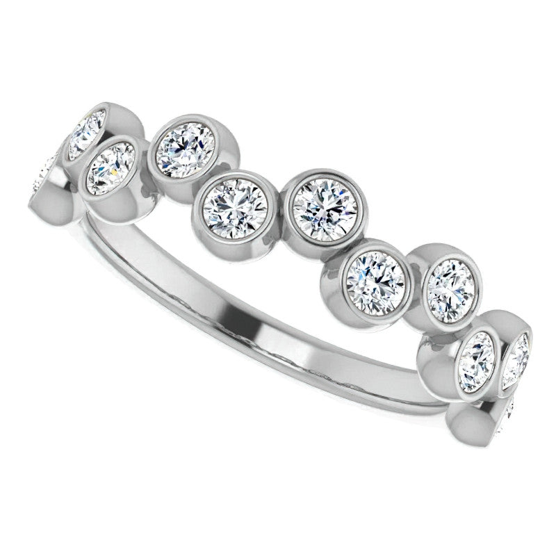 Bezel Set Round Moissanite Stackable Band