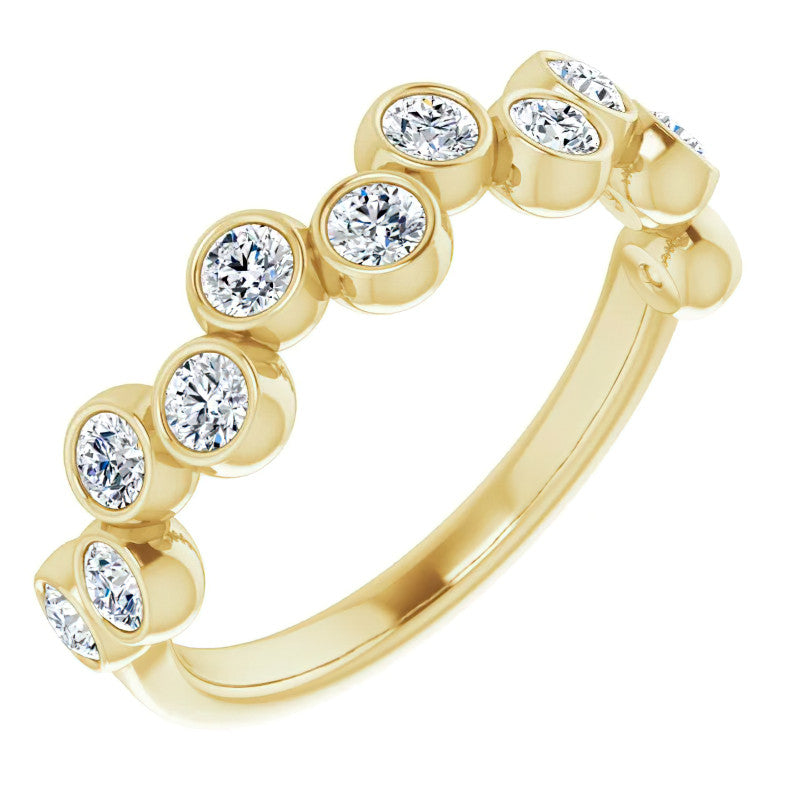 Bezel Set Round Moissanite Stackable Band