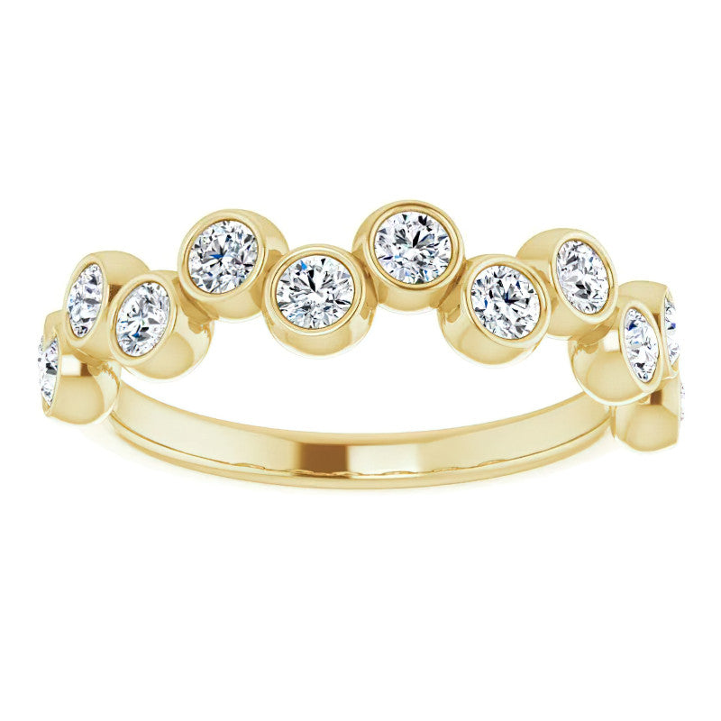 Bezel Set Round Moissanite Stackable Band