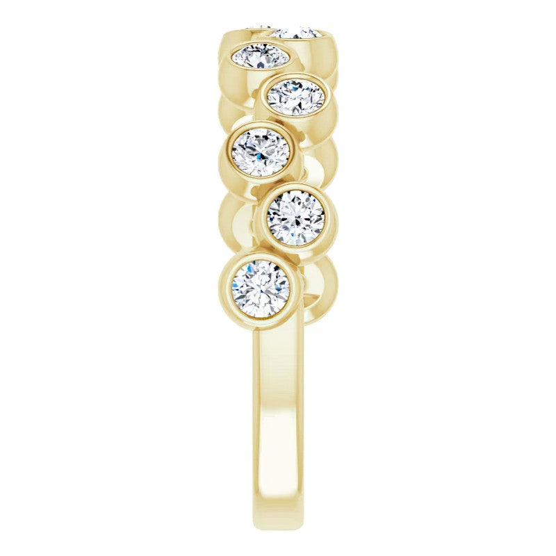 Bezel Set Round Moissanite Stackable Band