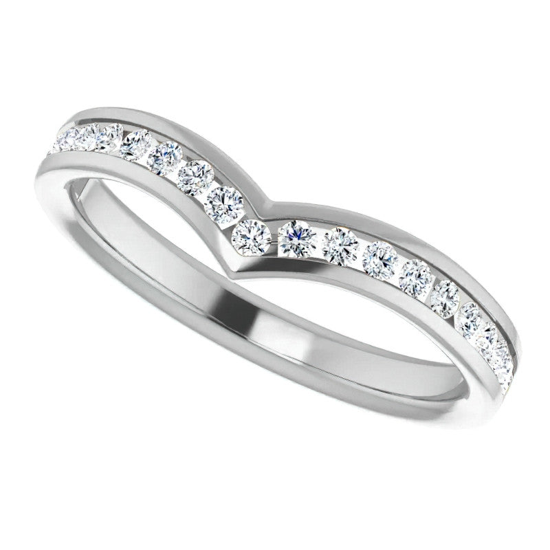 Round Channel Set "V" Contour Stackable Band