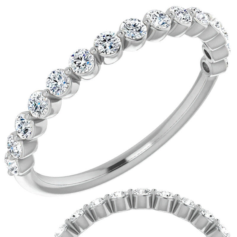 2mm Round Single Prong Diamond Stackable Band