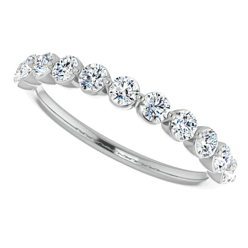 2.5mm Round Single Prong Diamond Stackable Band