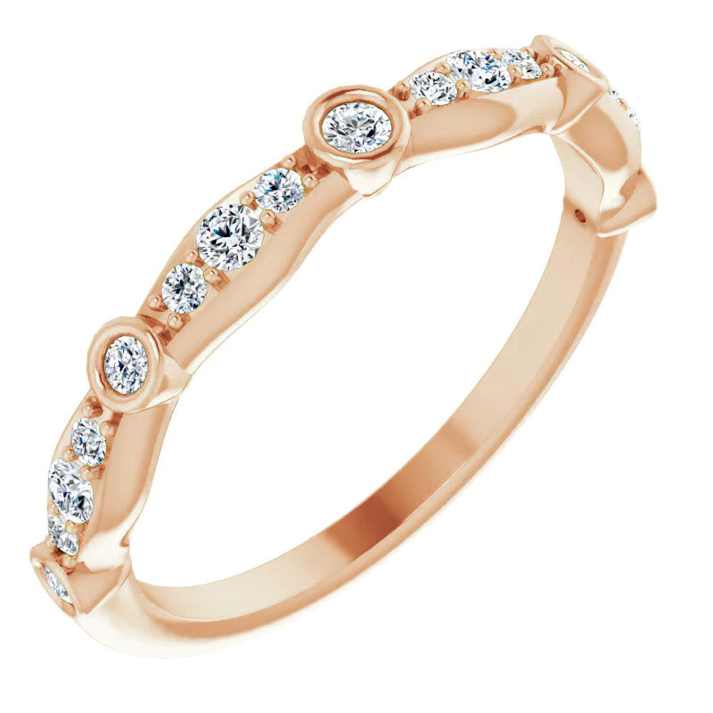Round Moissanite Accented Stackable Band